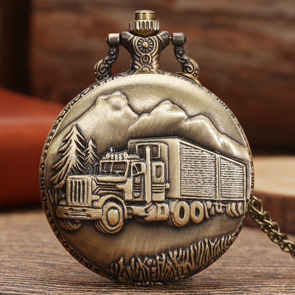 Mens Vintage Big Truck Forest Pointer Pocket Watch With Chain For Car ...