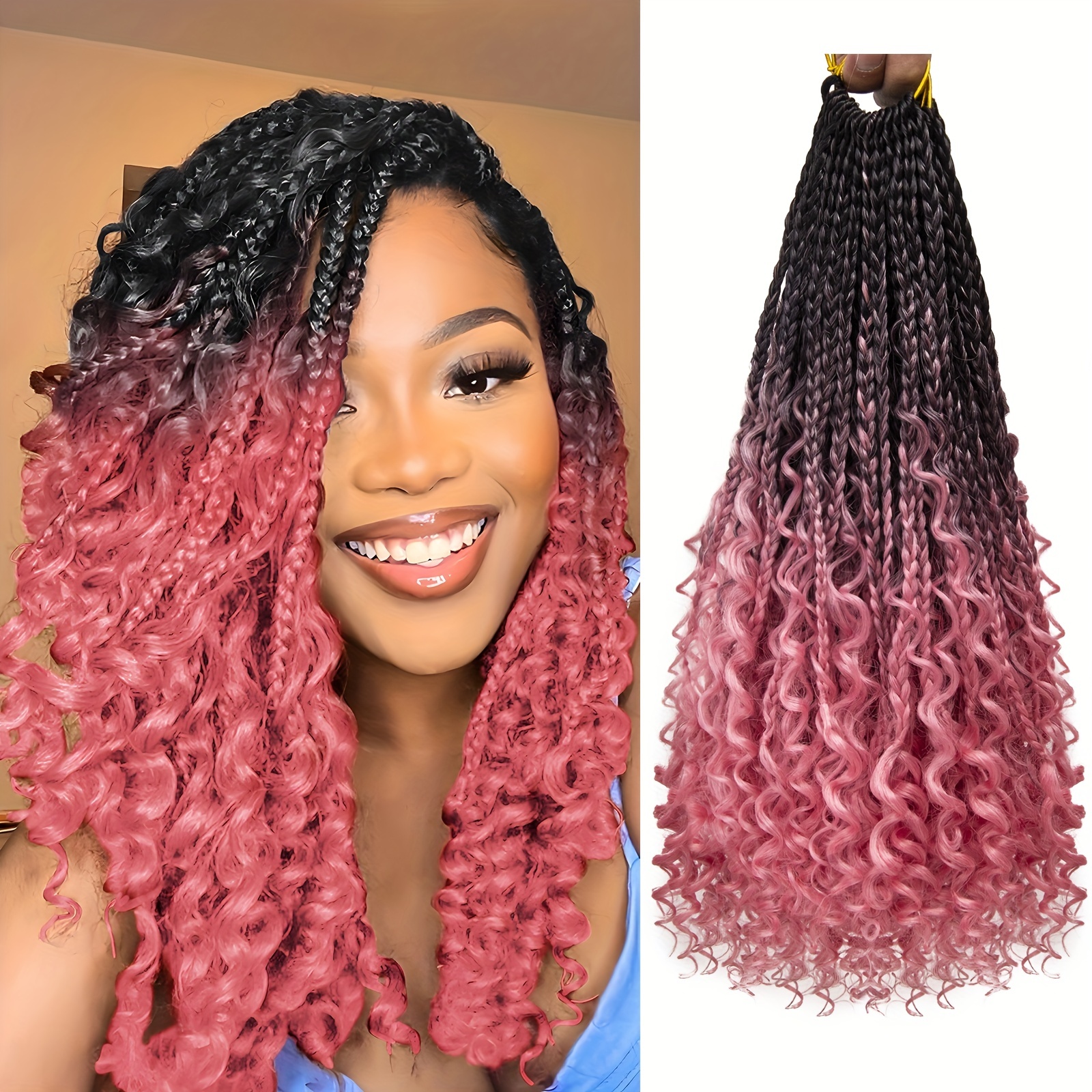 Ombre Small Three strand Braid Curly Ends Hair Pieces - Temu Canada