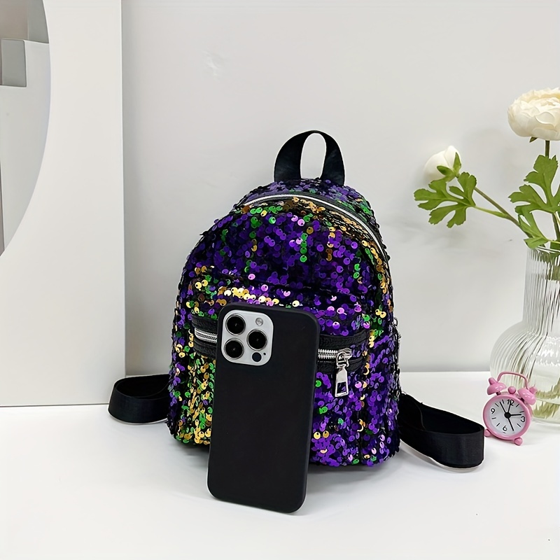 Colorful Sequin Backpack, Women's Mini Mermaid Daypack, Sparkly Glitter  School Bag - Temu Germany