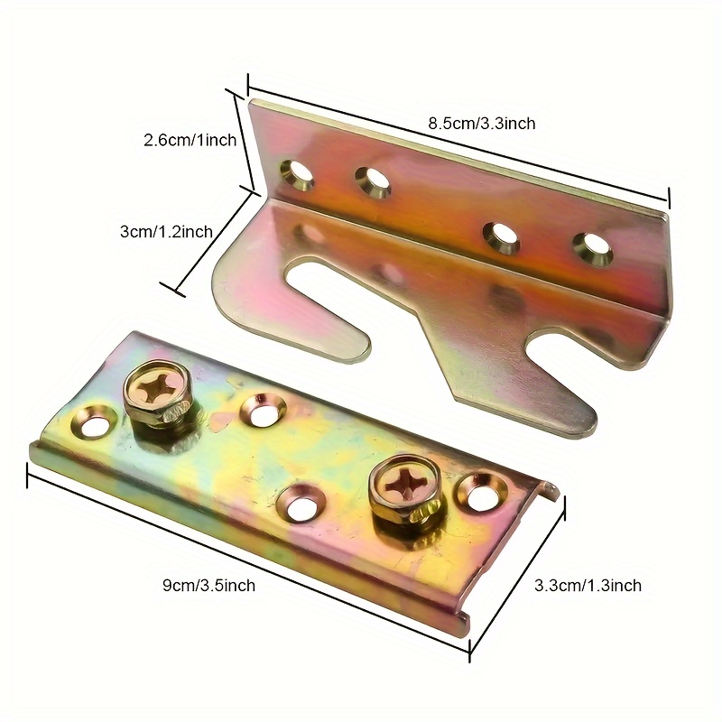 Tech Team 00941 Non Mortise Surface Mount Wood Bed Rail Connection Bracket  Set 