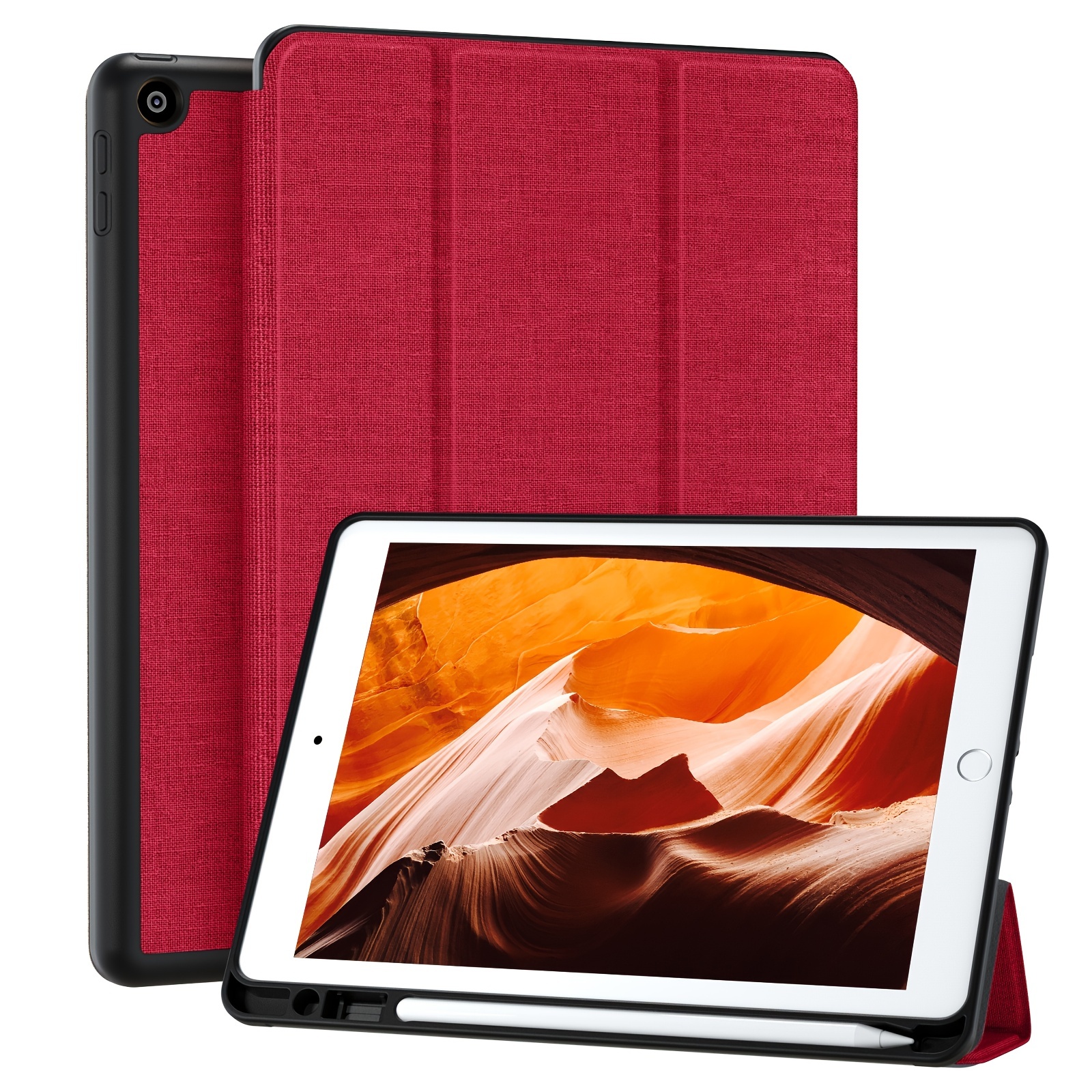 TORRO Case Compatible with iPad 9th, 8th & 7th Generation (10.2”) – Genuine  Leather iPad 10.2 Case with Stand and Wake/Sleep Function (Red)