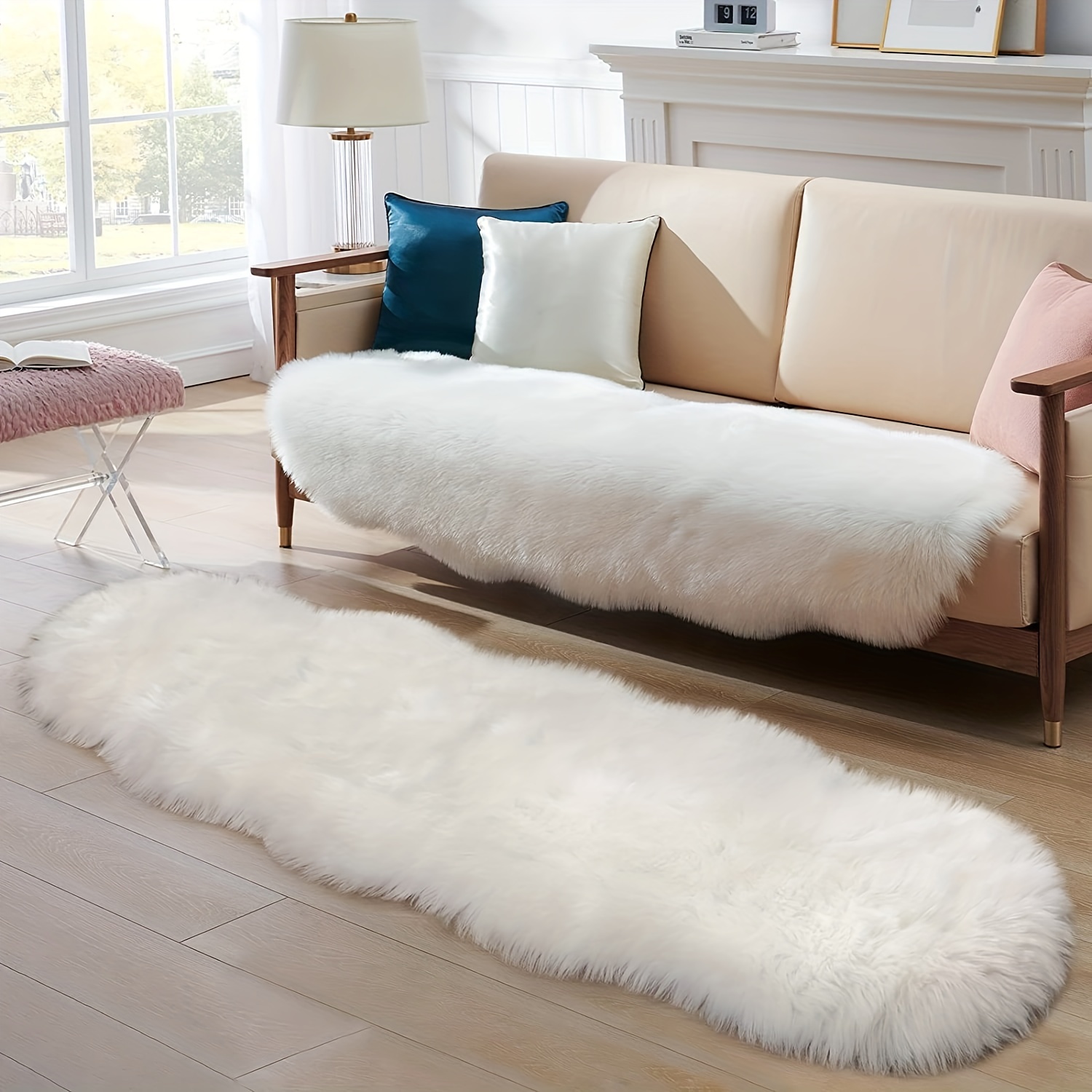 Alfombra sintética de oveja, alfombras suaves, funda para sofá