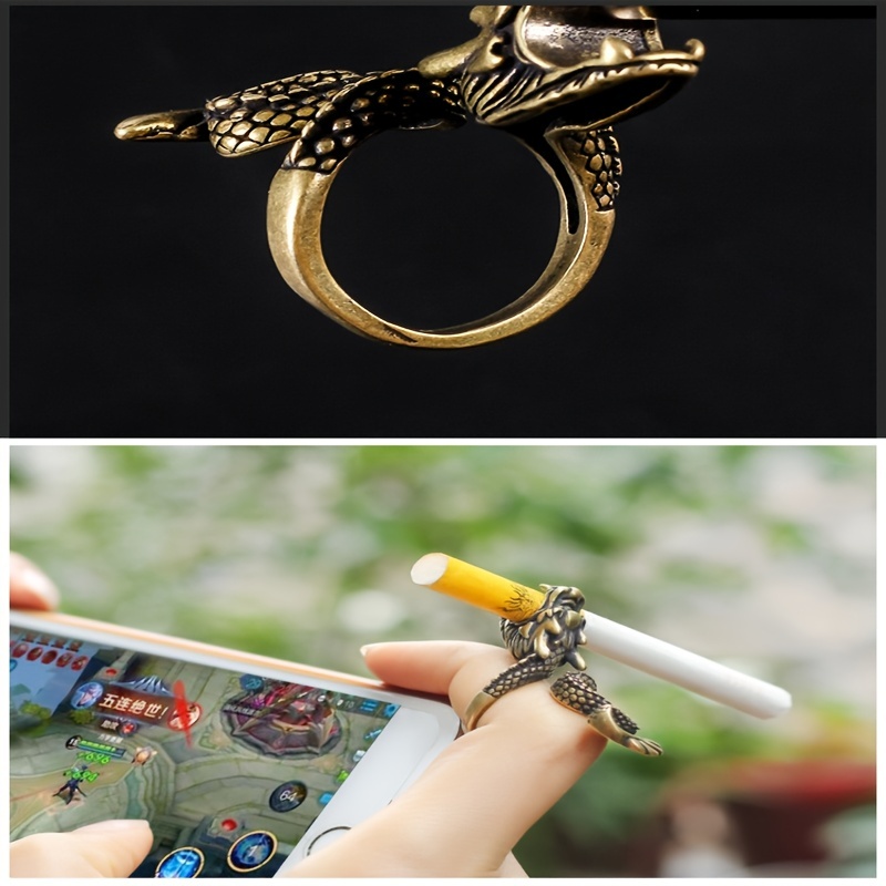 Cigarette Holder Dragon Ring Rack Men Gift Hand Rack Metal Smoker Finger  Clip