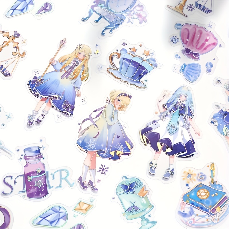 Cute Magic Girls Stickers, Golden Stamping Kawaii Aesthetic Labels Decor,  Phone Scrapbooking Sketchbook Art Diary Supplies For School - Temu France