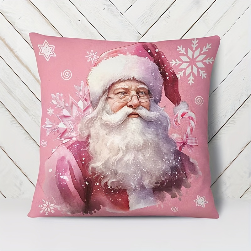 4pcs Pink Christmas Pillow Covers, Farmhouse Christmas Decorations