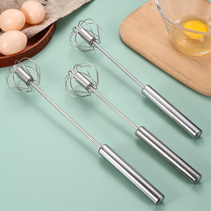 1pc Mini Semi-automatic Manual Handheld Stainless Steel Whisk For