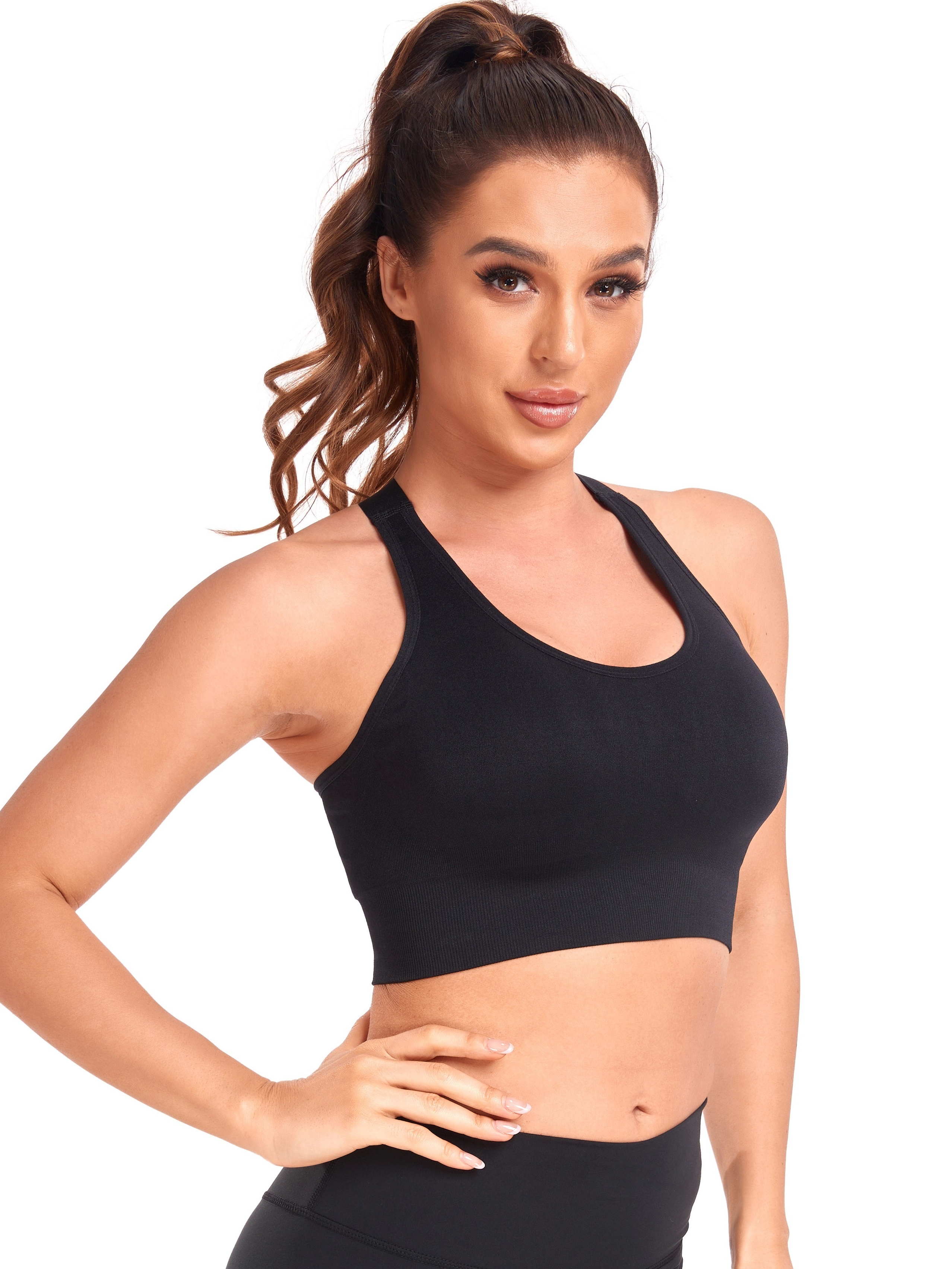 Cross Back Sports Bras for Women Longline Support Workout Tops Strappy Yoga  Top Crop Tank Padding Camisole Running Shirts Black at  Women's  Clothing store