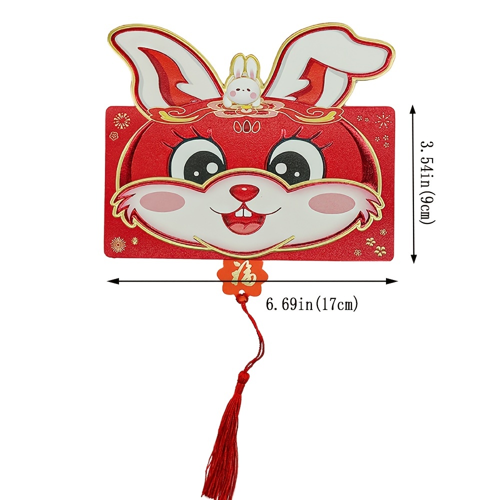 2Pcs 2023 Chinese New Year Color Gold Frosted Red Envelope Spring Festival  Wedding Birthday Fu Red Packet Rabbit Year Hongbao