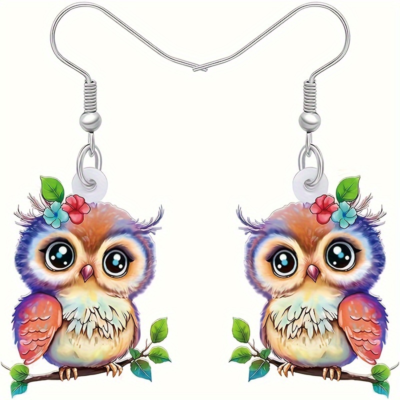 1 pair acrylic material lovely big eyed owl earrings party gifts decoration exquisite earrings womens jewelry festival gifts thanksgiving christmas details 0
