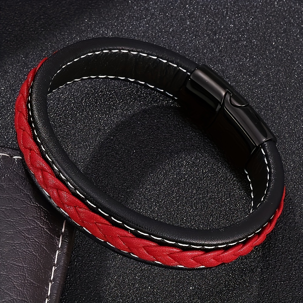 

1pc Pu Leather Bangle, Trendy Men's Bracelet, Exquisite Accessories
