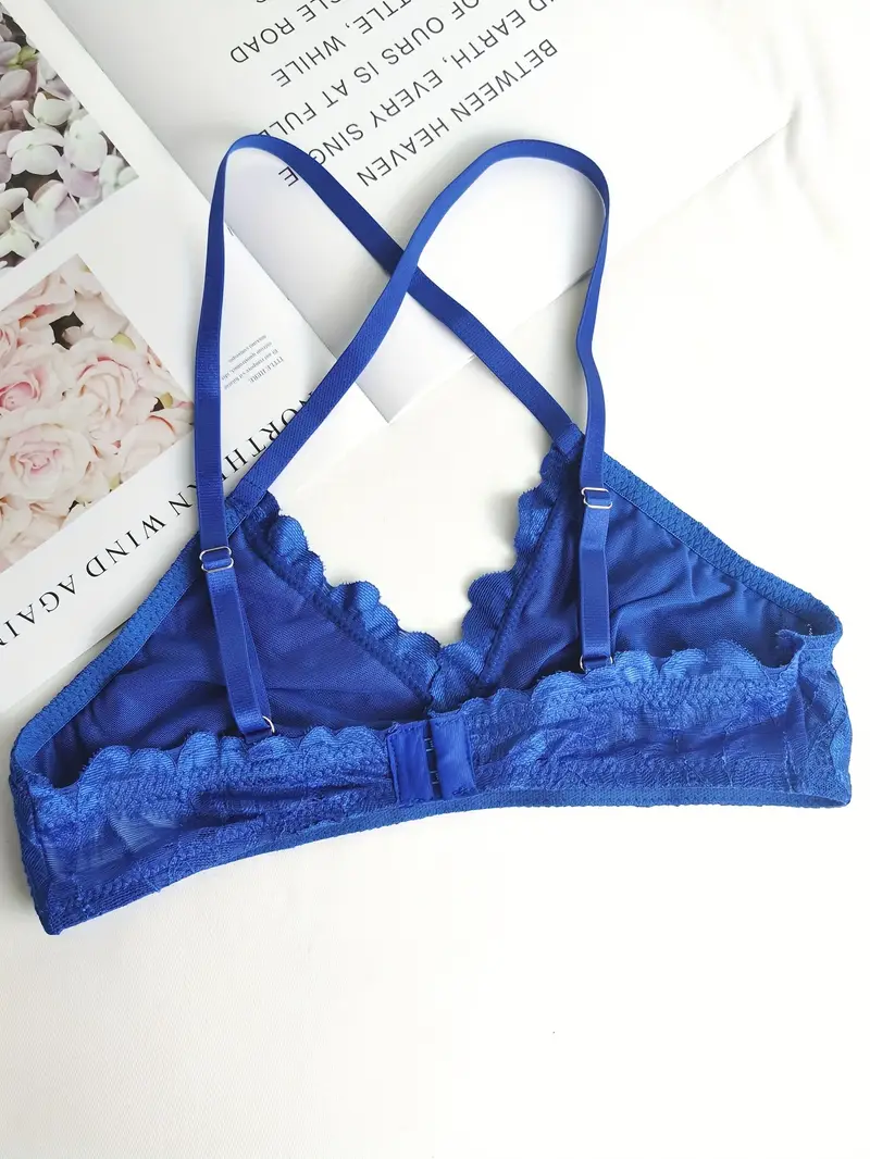 Lace Blue Lace Lingerie Dark Set Bra Bralette Panty Panties