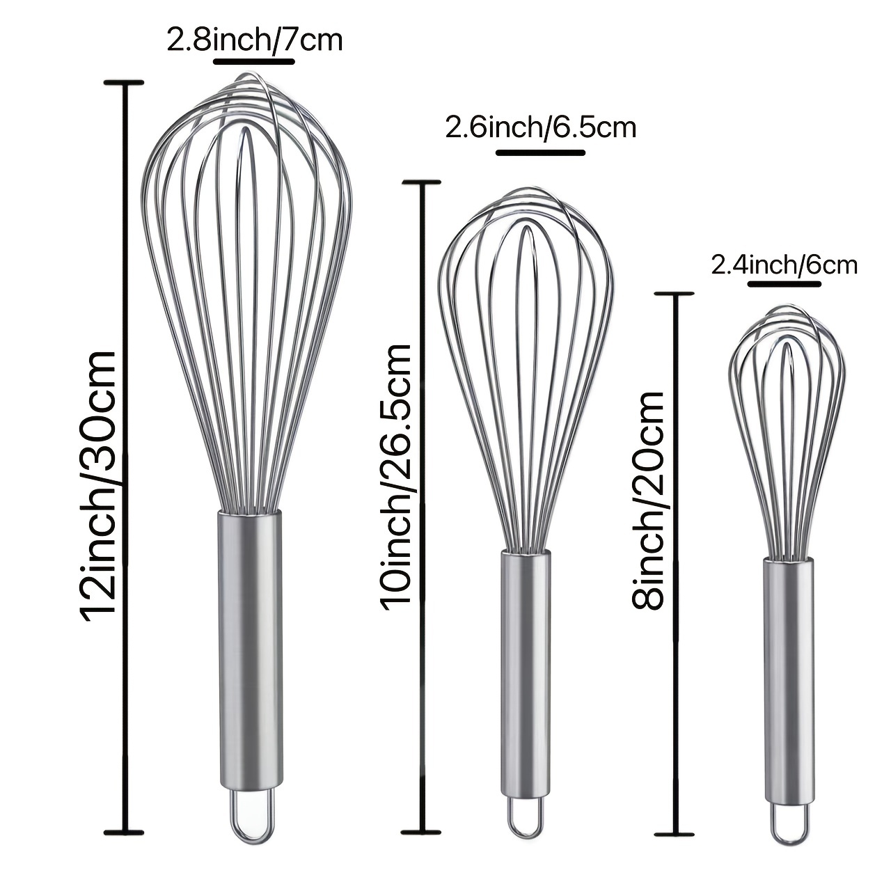 Whisks for Cooking, 4 Pack Stainless Steel Whisk for Blending, Whisking,  Beating and Stirring, UPDATE Version Balloon Wire Whisk Set, 12'' 10'' 8