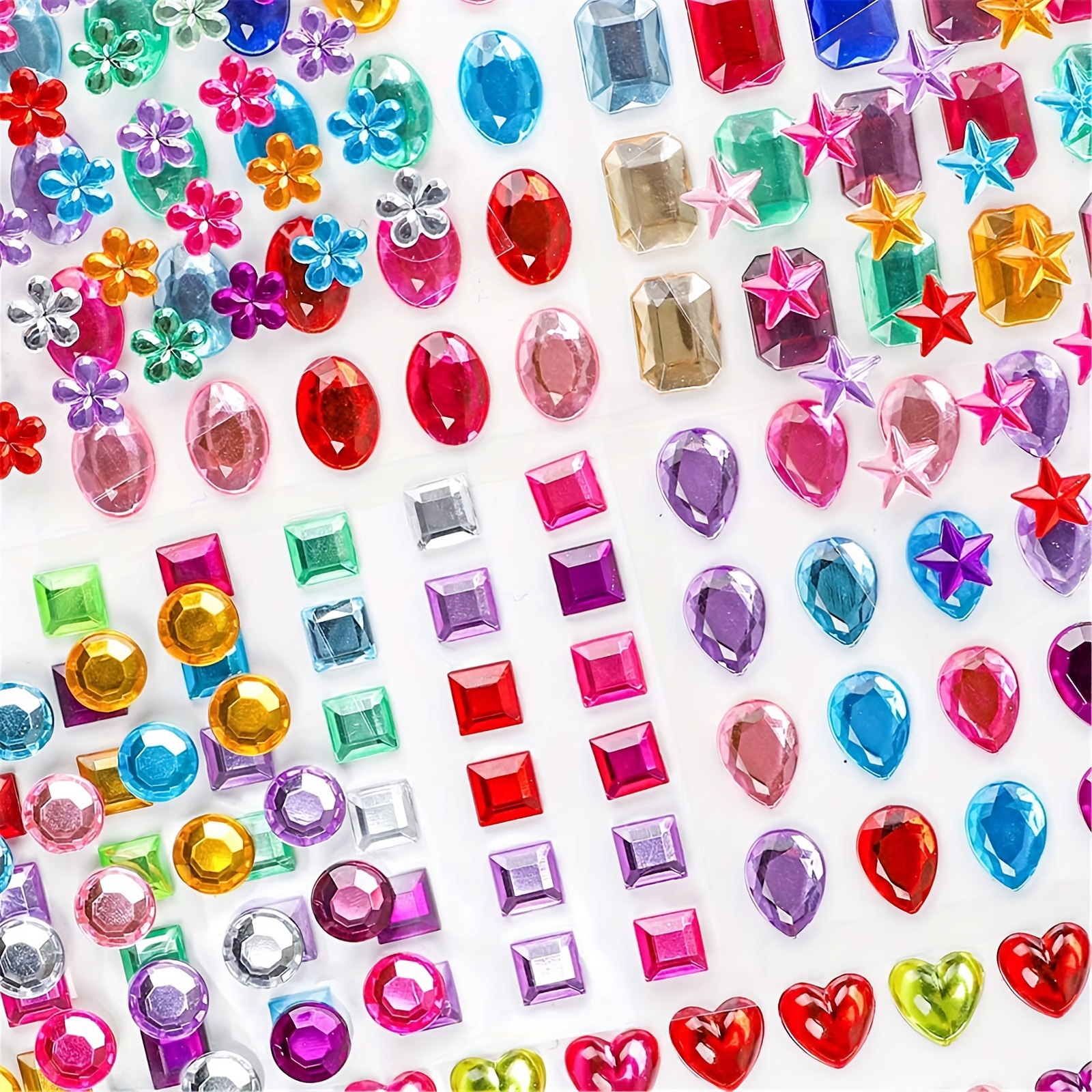 1782pcs Gems Stickers Self Adhesive Gems for Crafts Bling Rhinestones for Crafts Assorted Shapes Jewels Rhinestones Stickers Muticolor