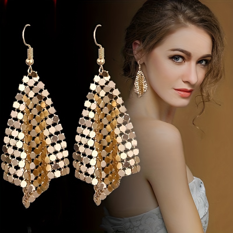 Iron Checkered Tassel Drop Earrings Daily & Party Wear