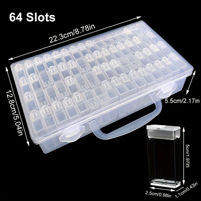 64 Slots Plastic Seed Storage Box Organizer with Label Stickers(Seeds Not Included), Seed Container Storage Use for Flower Seeds,Vegetable Seeds