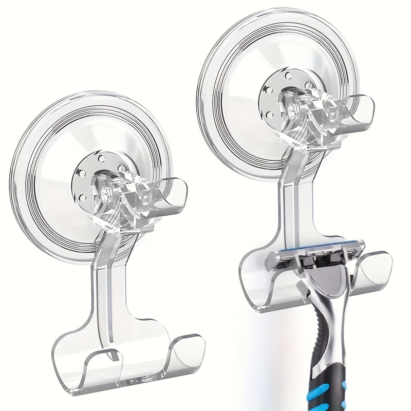 2Pcs Suction Cup Razor Holder for Shower Wall - Razor Hooks for Shower Wall  - Bathroom Shaver Holder for Shower Hooks for Wall Men Razor Shower Holder