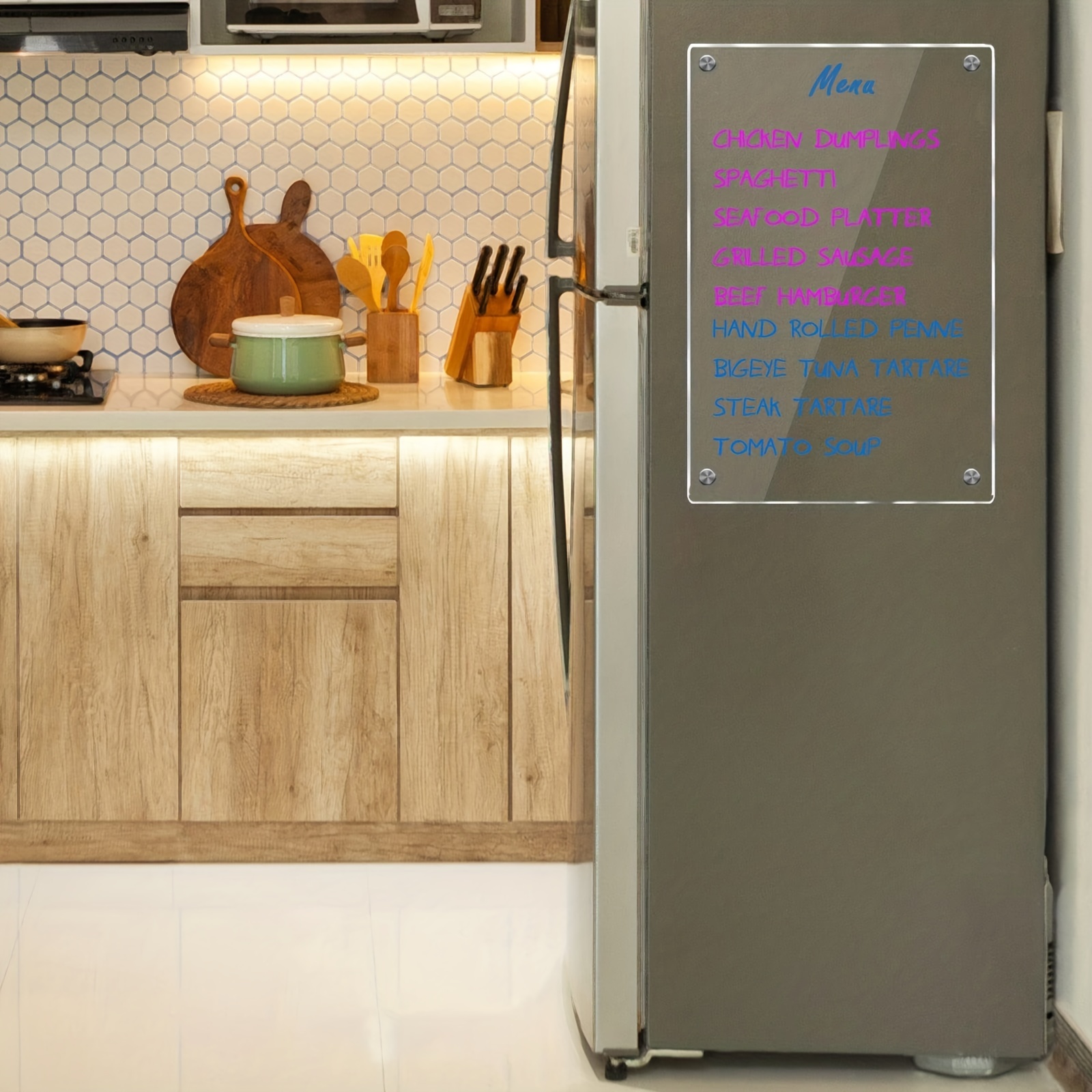 Pizarra magnética de acrílico transparente para refrigerador, tablero de  calendario reutilizable de borrado en seco de 16 x 12 pulgadas, tablero de