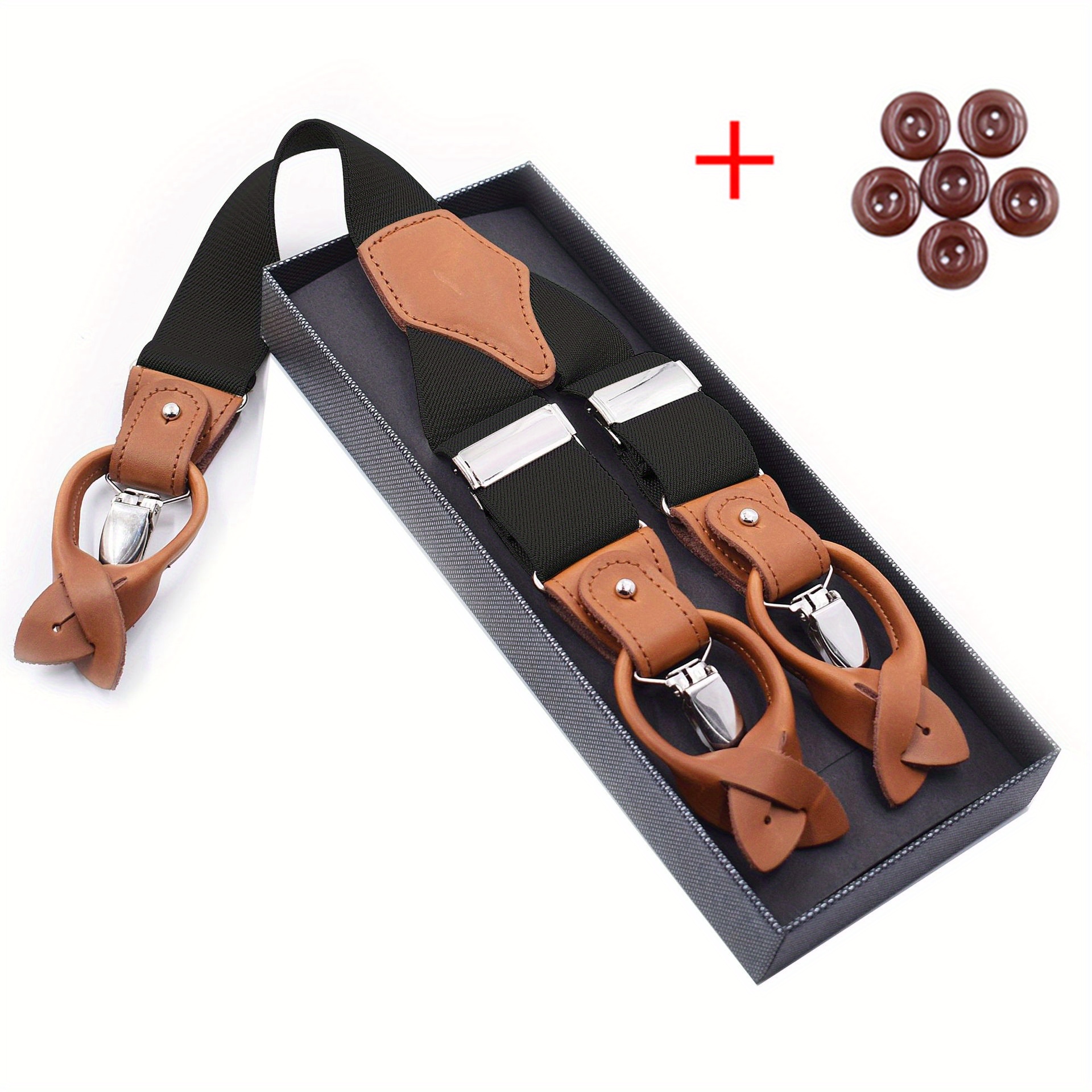 Image of 3.5cm X 125cm Men's Genuine Vintage Suspenders For Trousers, Elastic Clip-on Braces For Dress Pants, Adult Style Suspenders, Premium Set