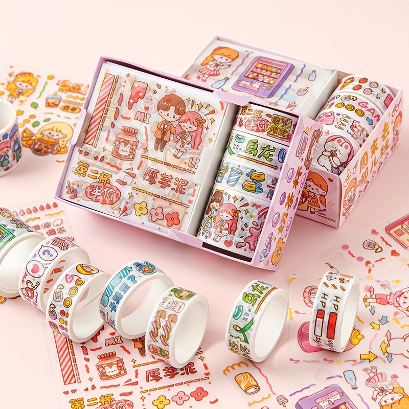 Kawaii Washi Tape Set Cartoon Decorative Tape Cute Girl Art - Temu