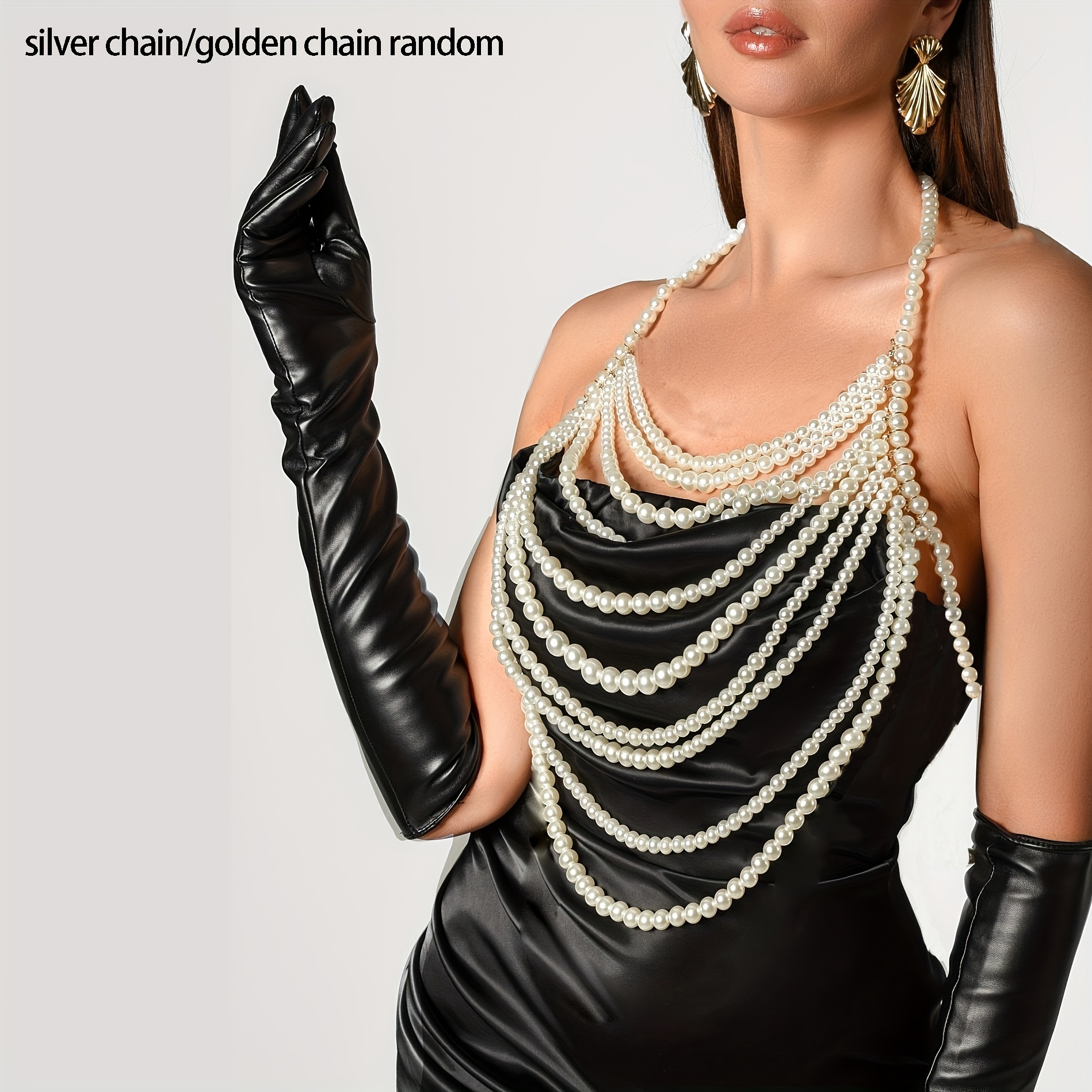 Pearl Body Chain Bra Fashion Shoulder Collar Bra Chain Body