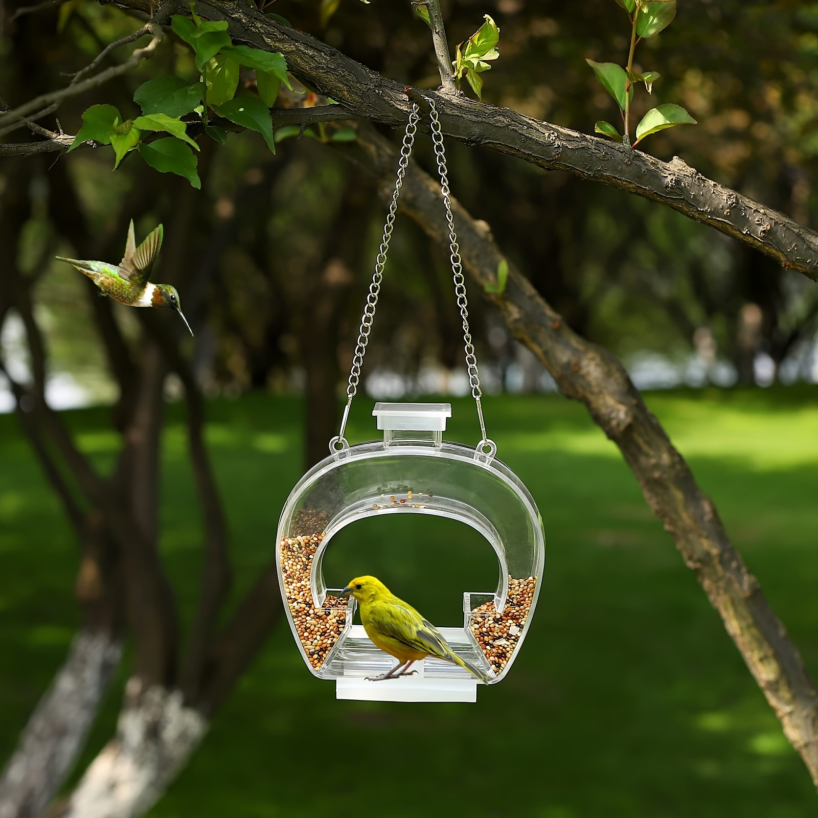 Clear Acrylic Hanging Bird Feeder Perfect For Outdoor Garden - Temu