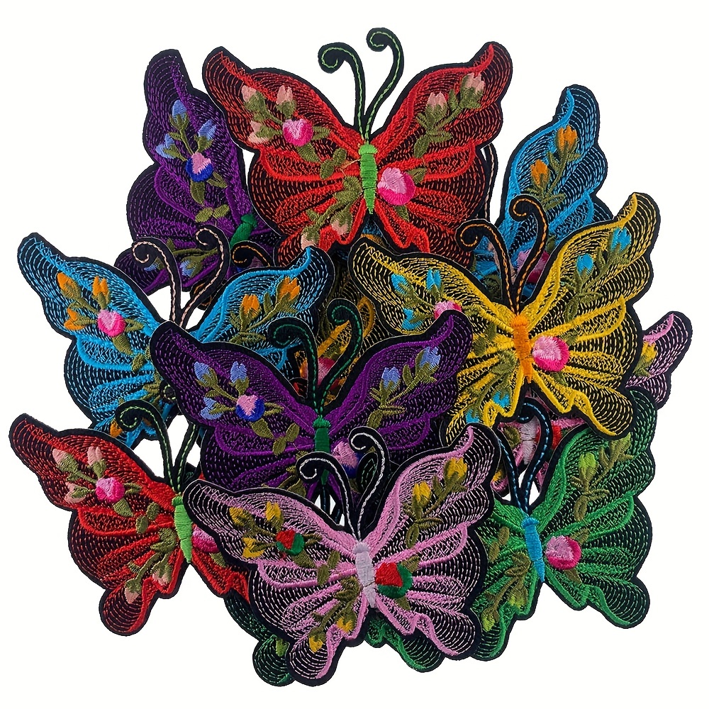 12pcs Butterfly Iron on Patches, Embroidery Applique Patches for Arts Crafts DIY Decor, Arts Craft Sew Making, Jeans, Jackets, Kid's Clothing, Bag