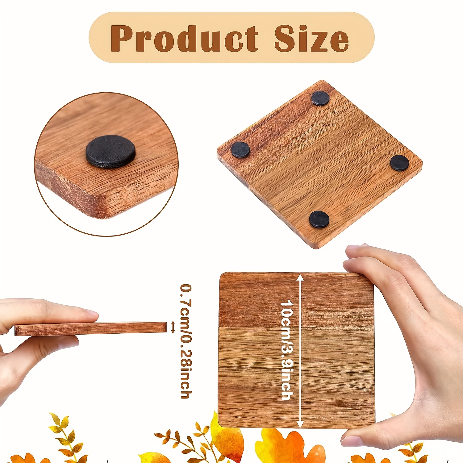 Blank Wooden Coasters With Self Adhesive Non slip Foam Dots - Temu