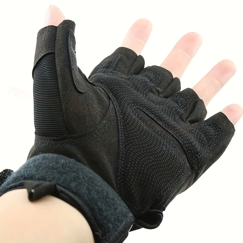 1pair Wear-resistant Anti-skid Half Finger Black Nylon Gloves For Men,  Suitable For Hunting, Motorcycling, Climbing, Hiking, Camping And Other  Outdoor Activities