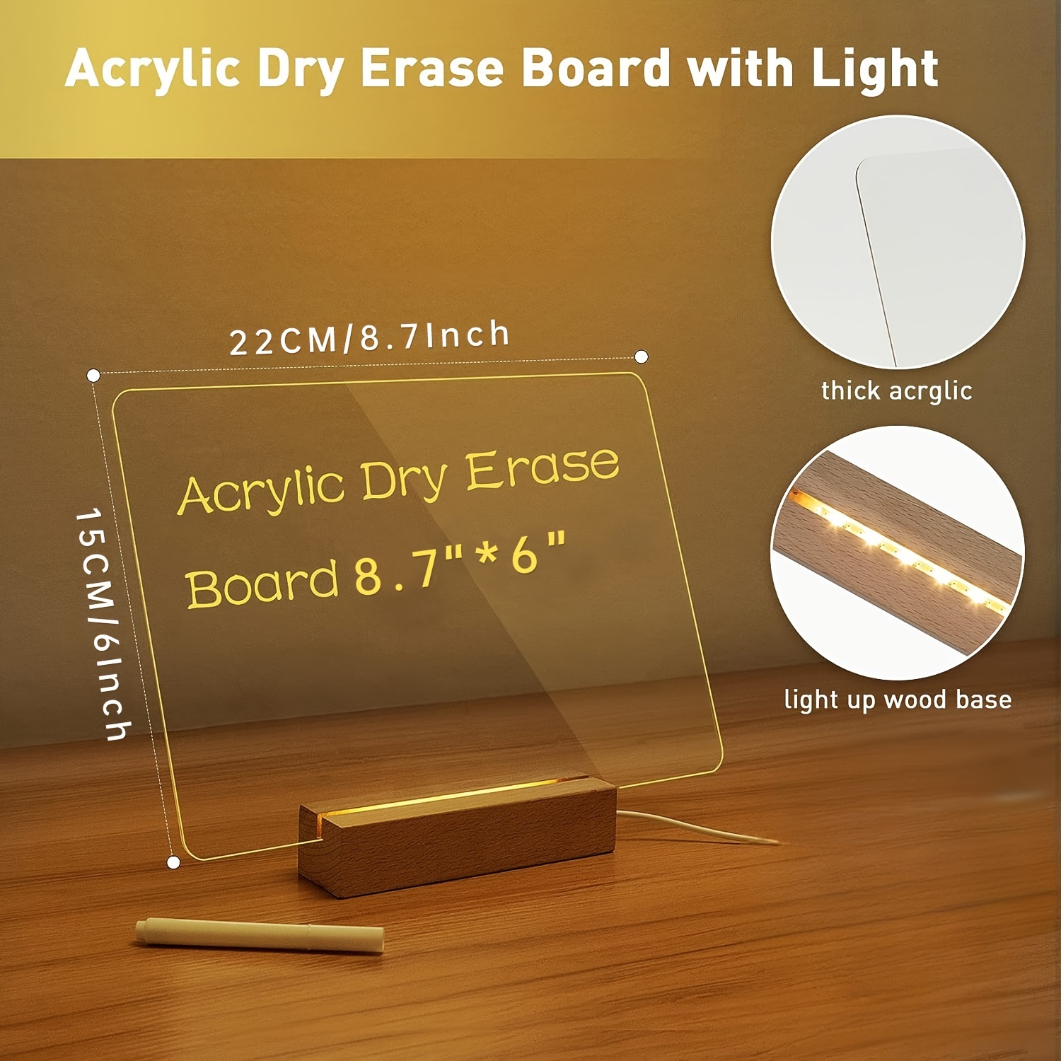 Acrylic Dry Erase Board Light Up Dry Erase Board For Wall Daily Planner  Schedule Board LED Drawing Painting Board For Study Work