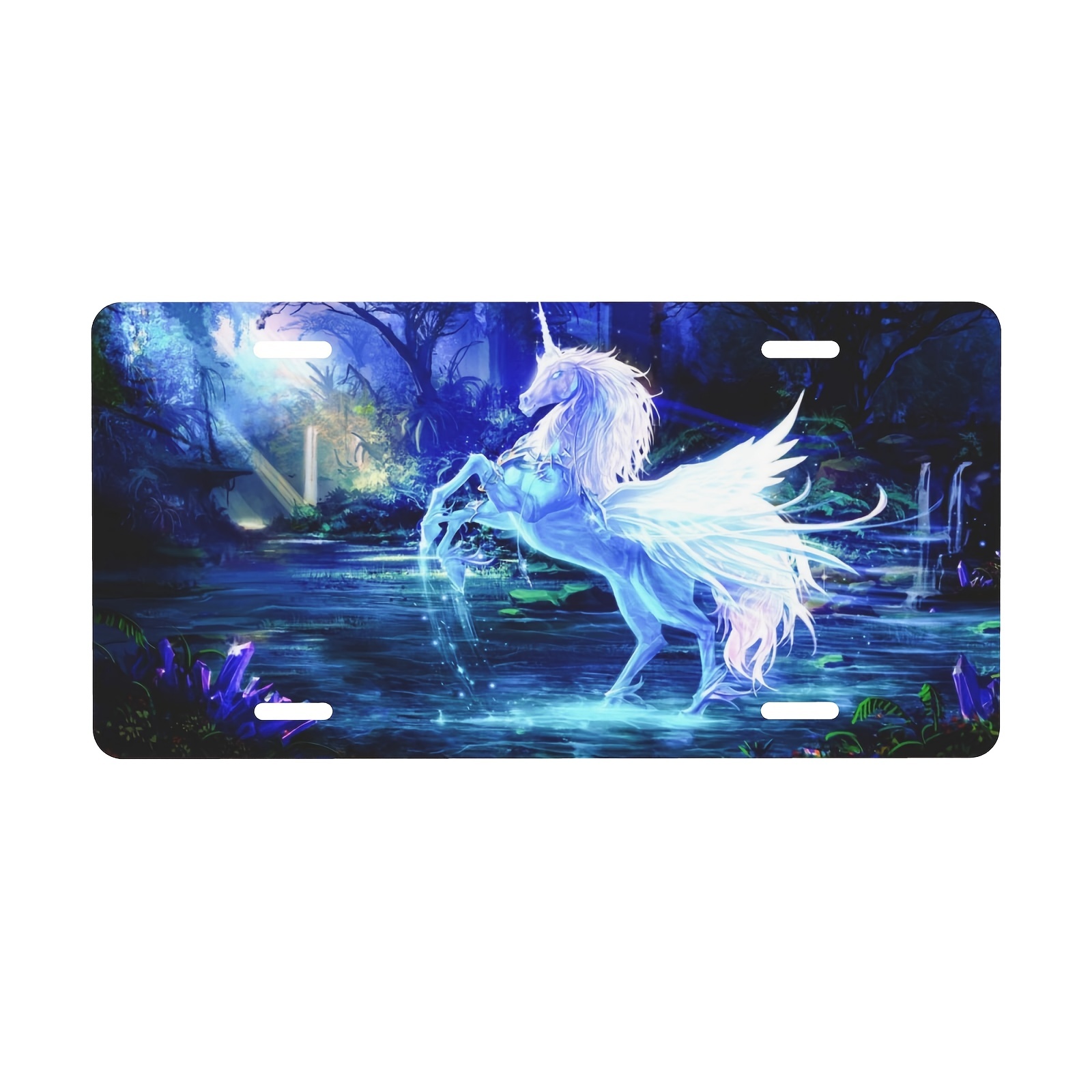 1PC License Plate Crystal Unicorn Novelty Decorative Car Front License Plate Metal Car Plate Aluminum Novelty License Plate 6x12inch