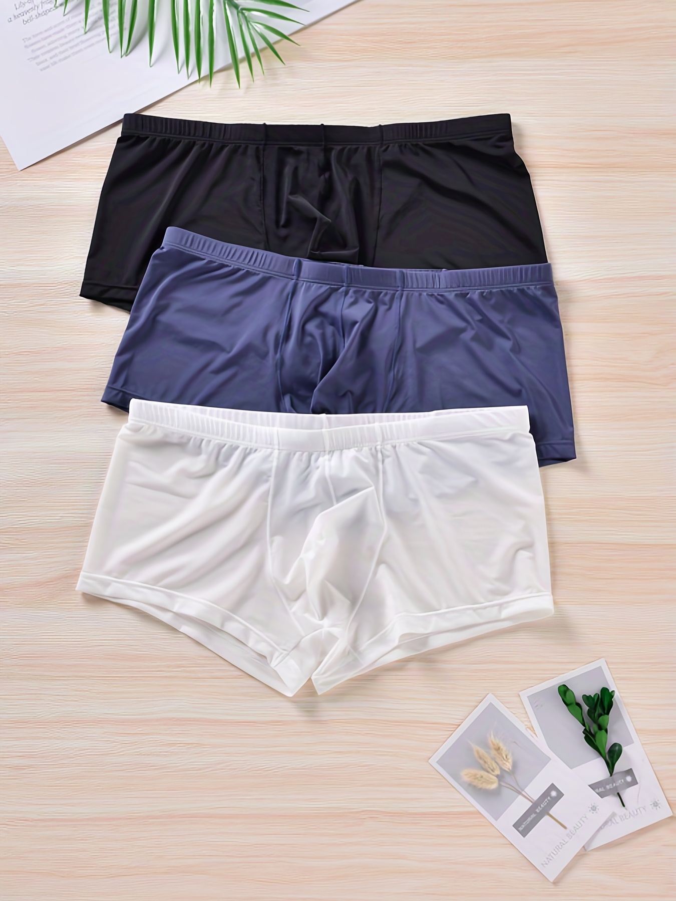 Men's Ice Silk Cool Feeling Comfy Boxer Briefs Breathable - Temu