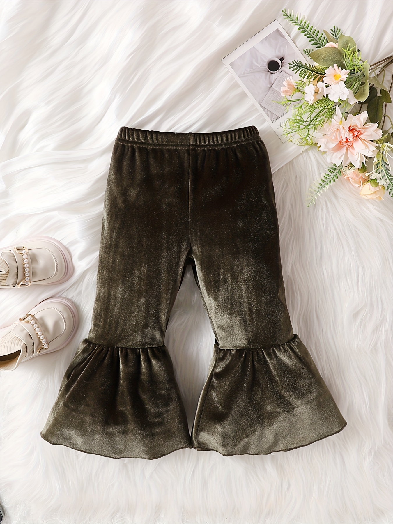 Girls Jeans Lace Cuffs Bell Bottom Casual Flared Pants For Spring And Autumn