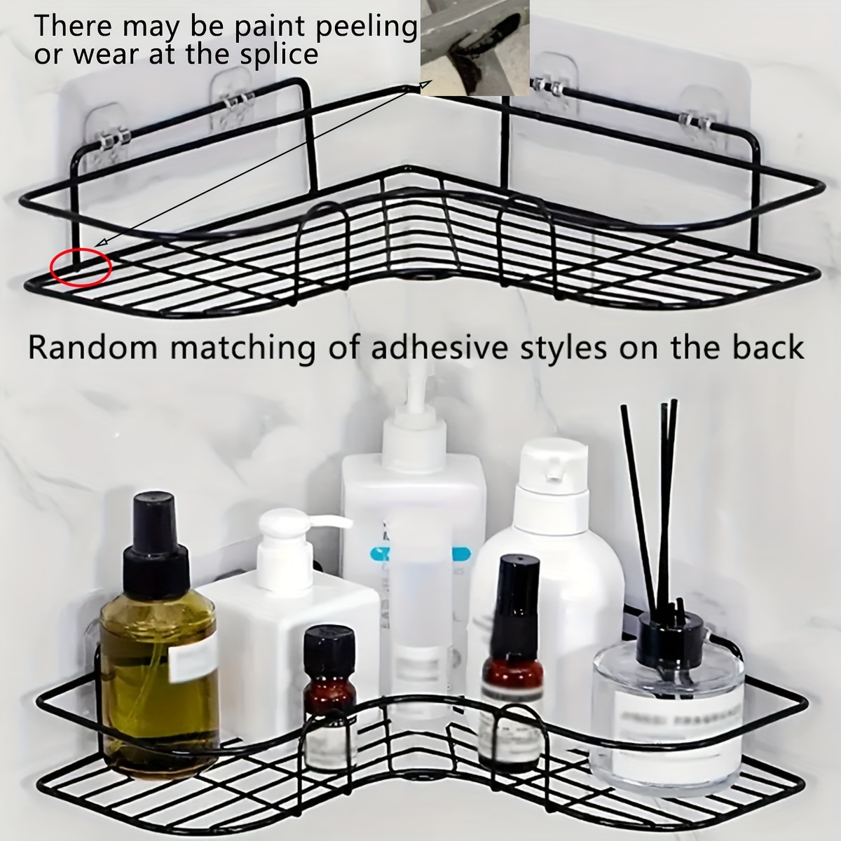 1pc Bathroom Corner Storage Rack, No Drilling Plastic Foldable Organizer  For Washbasin, Wall-mounted And Self-adhesive