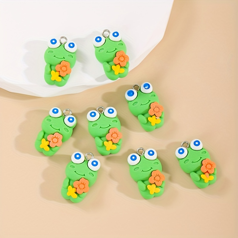 10pcs Kawaii Lovely 3D Animal Frog Resin Charms for Jewelry Making