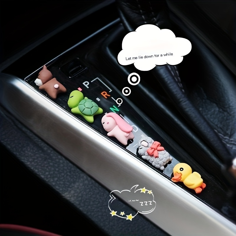 6pcs Mini Anime Car Center Console Ornaments Sleeping Bunny Sheep Bear