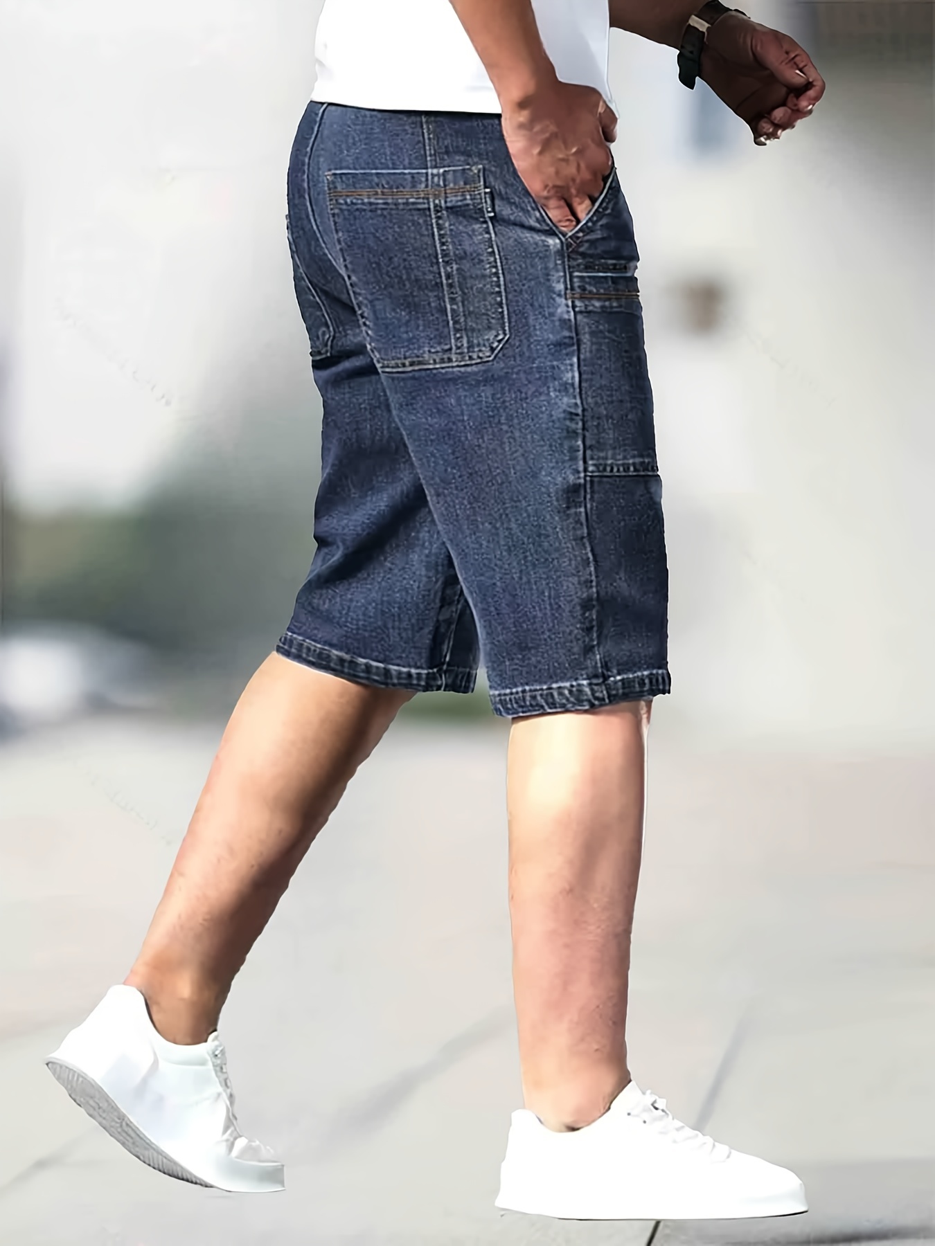 Stretch Distressed Denim Shorts Men's Casual Street Style
