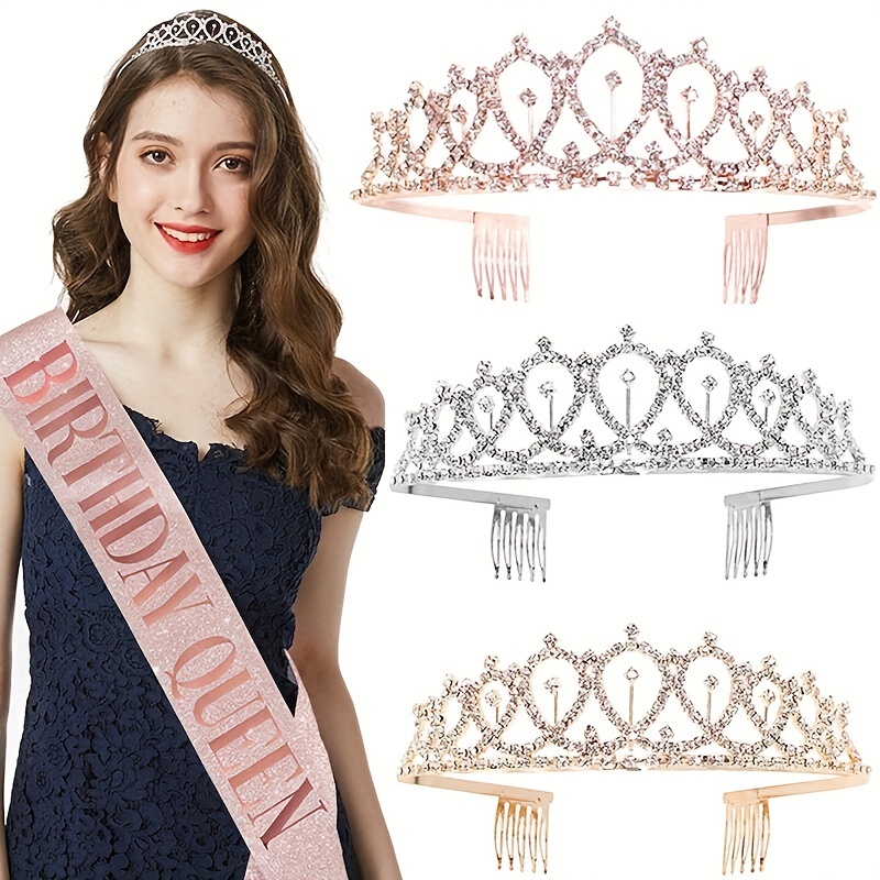 Rhinestone Headband Crown Tiara Hair Accessories for Women