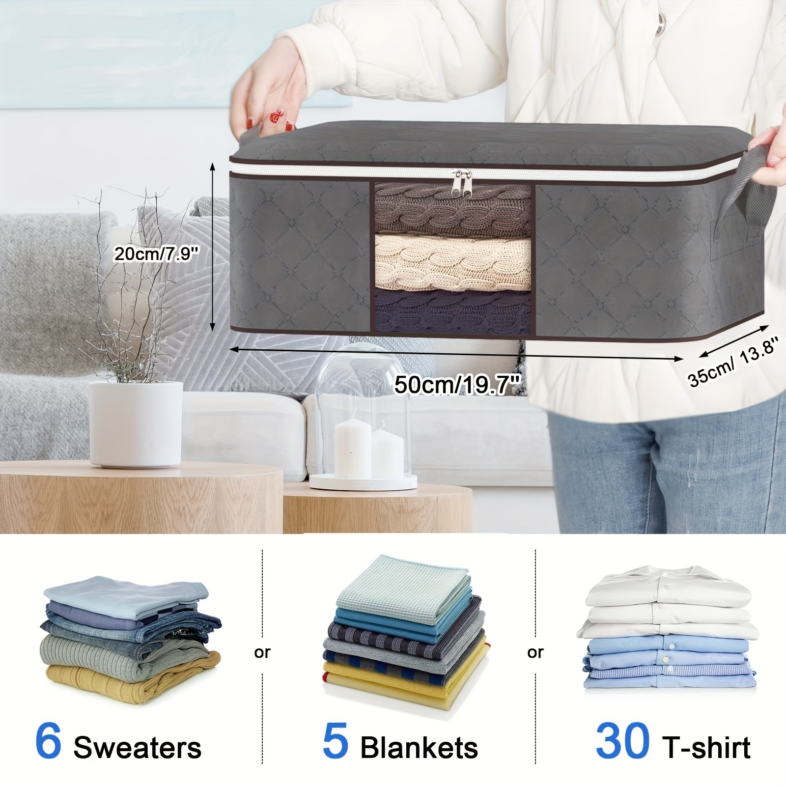 Clothes Storage Bags Upgraded Foldable Fabric Storage Bags - Temu