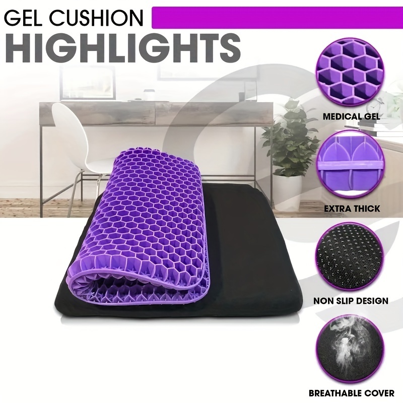 Gel Seat Cushion, for Long Sitting -Double Thick Gel Seat Cushion  Breathable Honeycomb Chair Cushion with Non-Slip Cover for Office Chair  Car