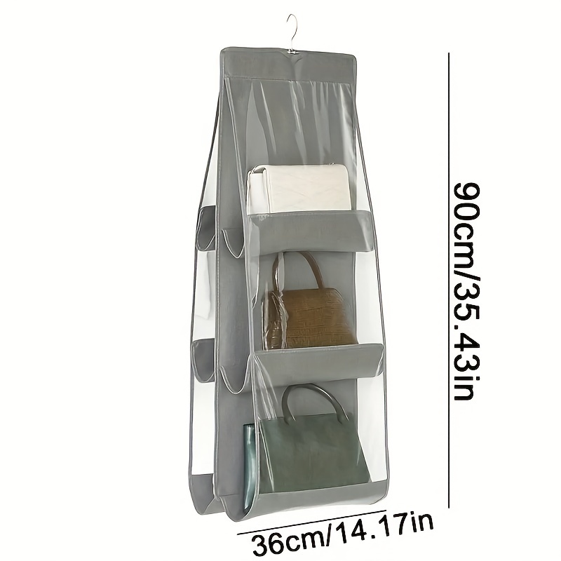 Clear Double-Sided Bag Organizer with 6 Pockets