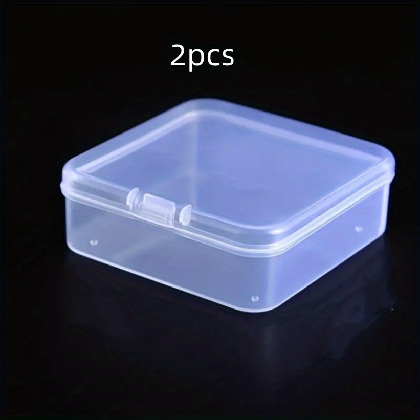 10x PCS Square Clear Plastic Storage Container Box Hinged Lid Jewelry  Travel