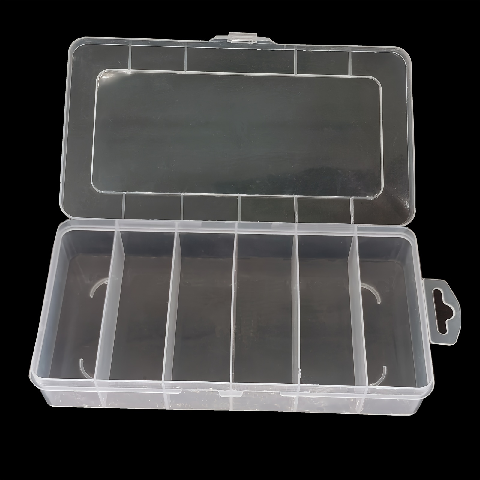 Leke 6-grid Compartment Rectangular Transparent Plastic Screw