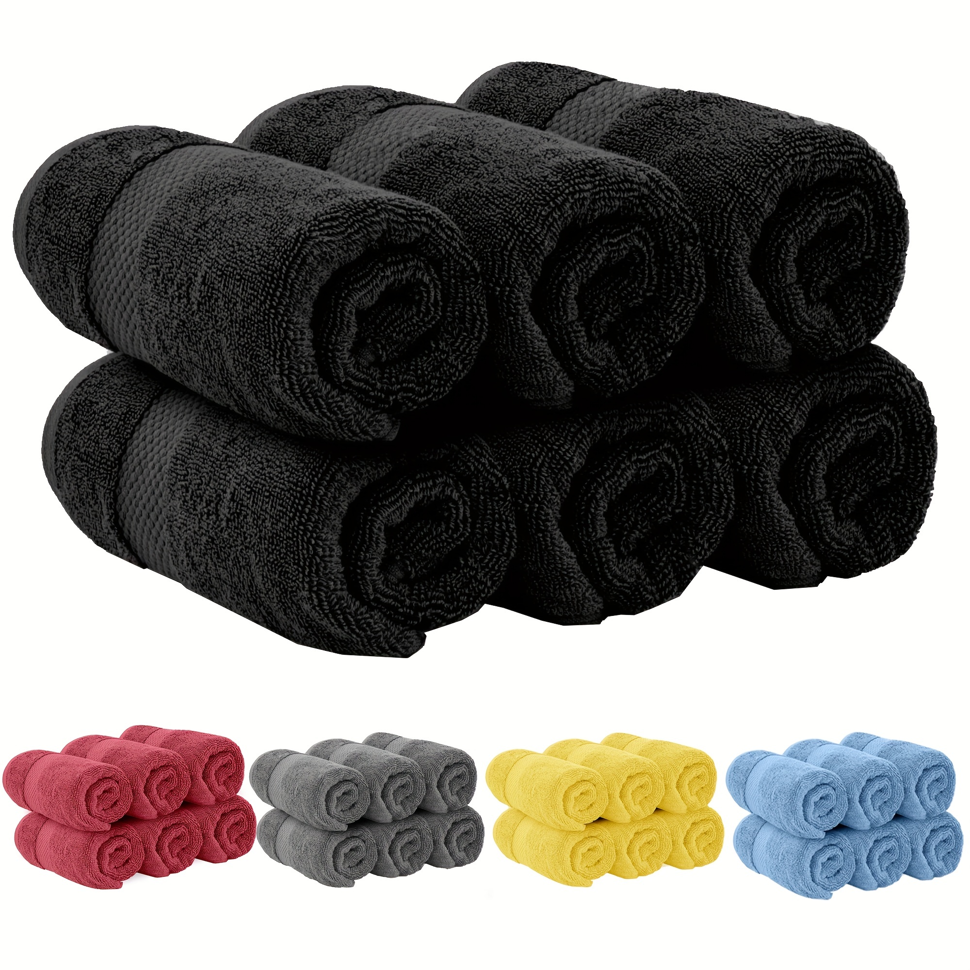 Toallas del algodón para salones (paquete de 12, blanco, 16 x 27 pulgadas),  absorción suave y secado rápido, toalla de mano para gimnasio, salón (100