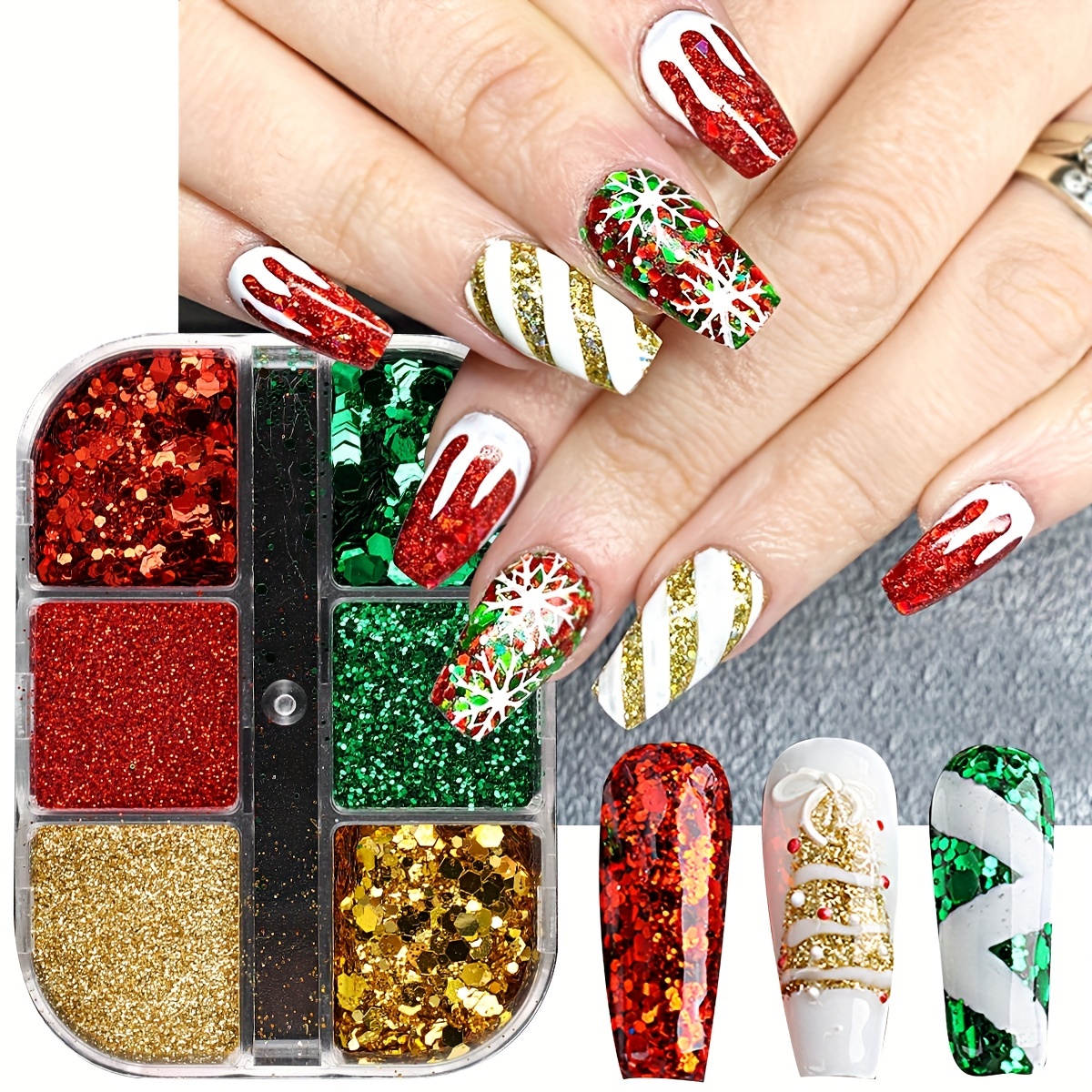 Holographic Winter Snowflake Glitter Flakes Nail Art Decorations Iridescent  White Sequins Manicure Christmas Nails Accessories