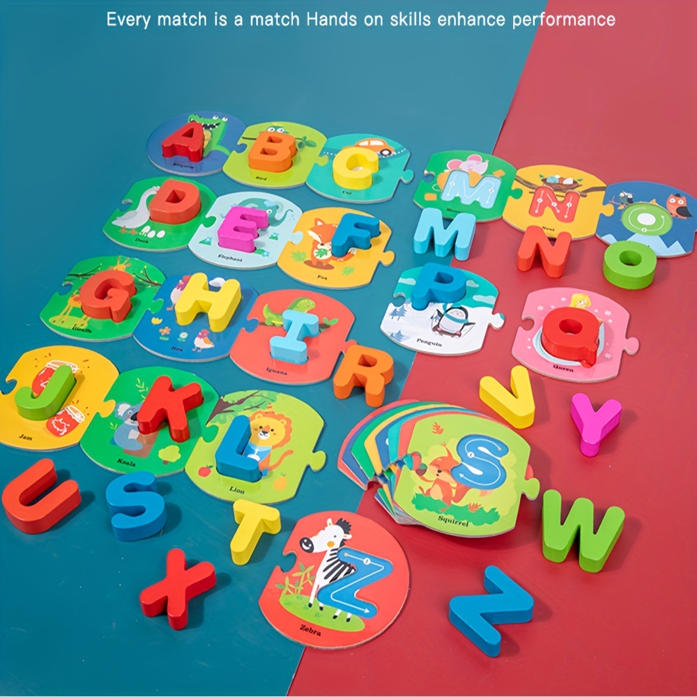 Children's Wooden Puzzle Alphabet Cognitive Matching - Temu