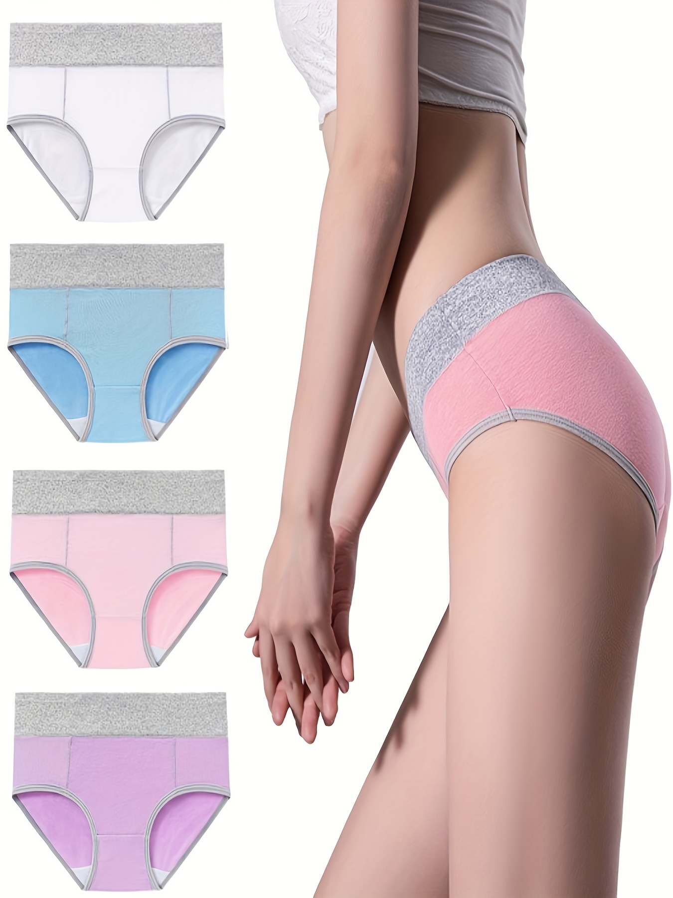Women's Butt Lifting Contrast Color Bikini Panties - Temu