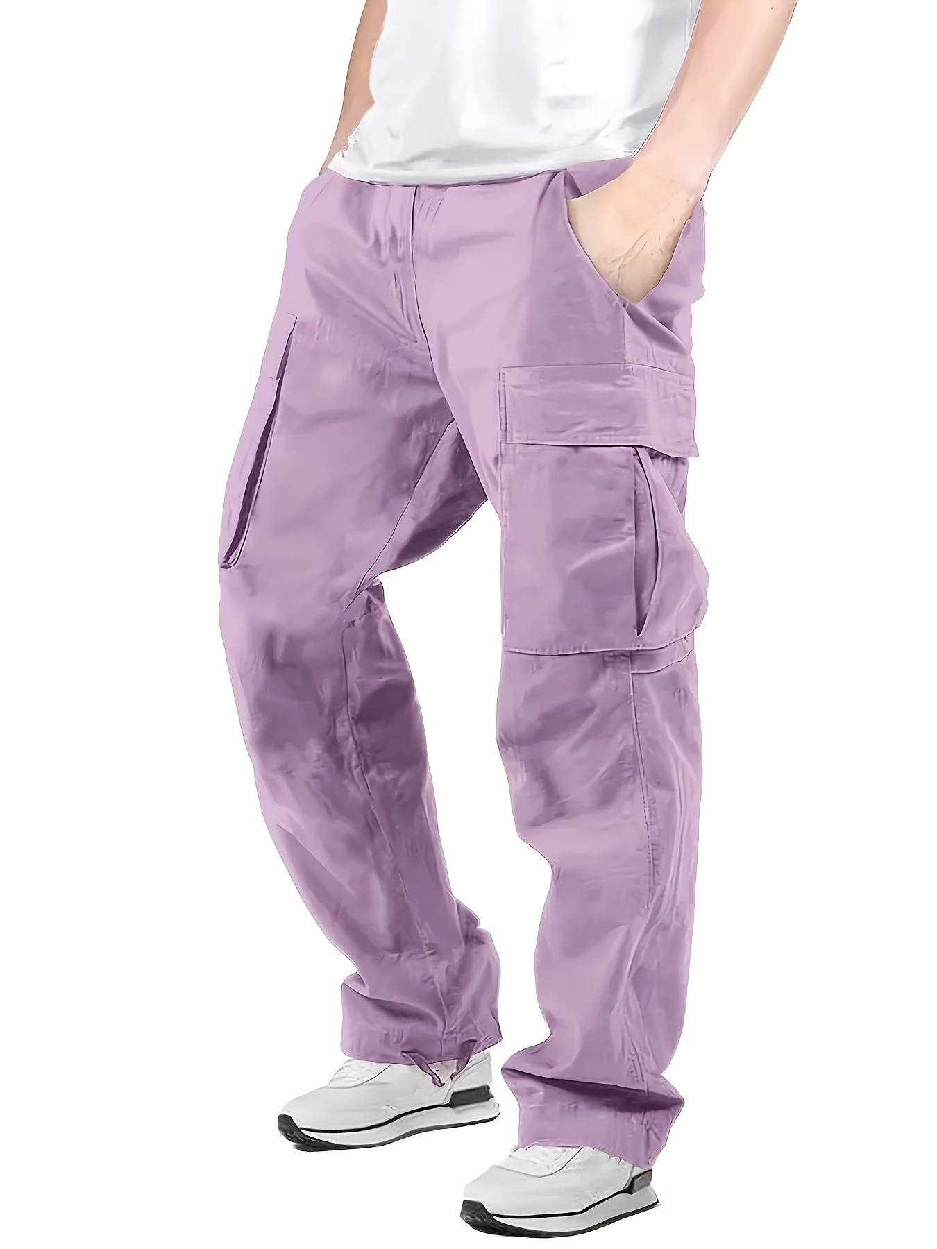 BDG Purple Linen Multi-Pocket Cargo Pants