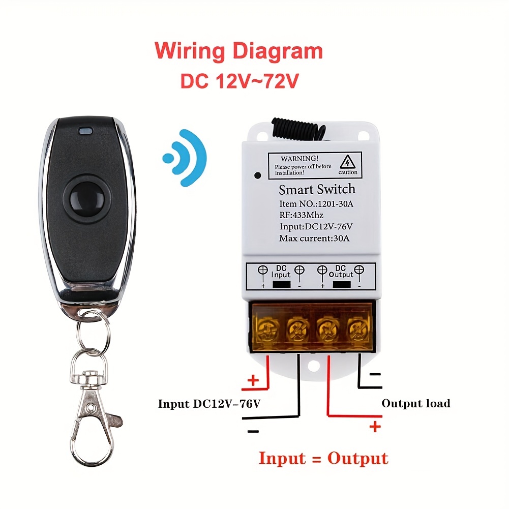 Universal 433Mhz Remote Control Wireless Switch DC 12V 24V 72V 30A remote  relay on off use for Smart home appliances Light KR7001