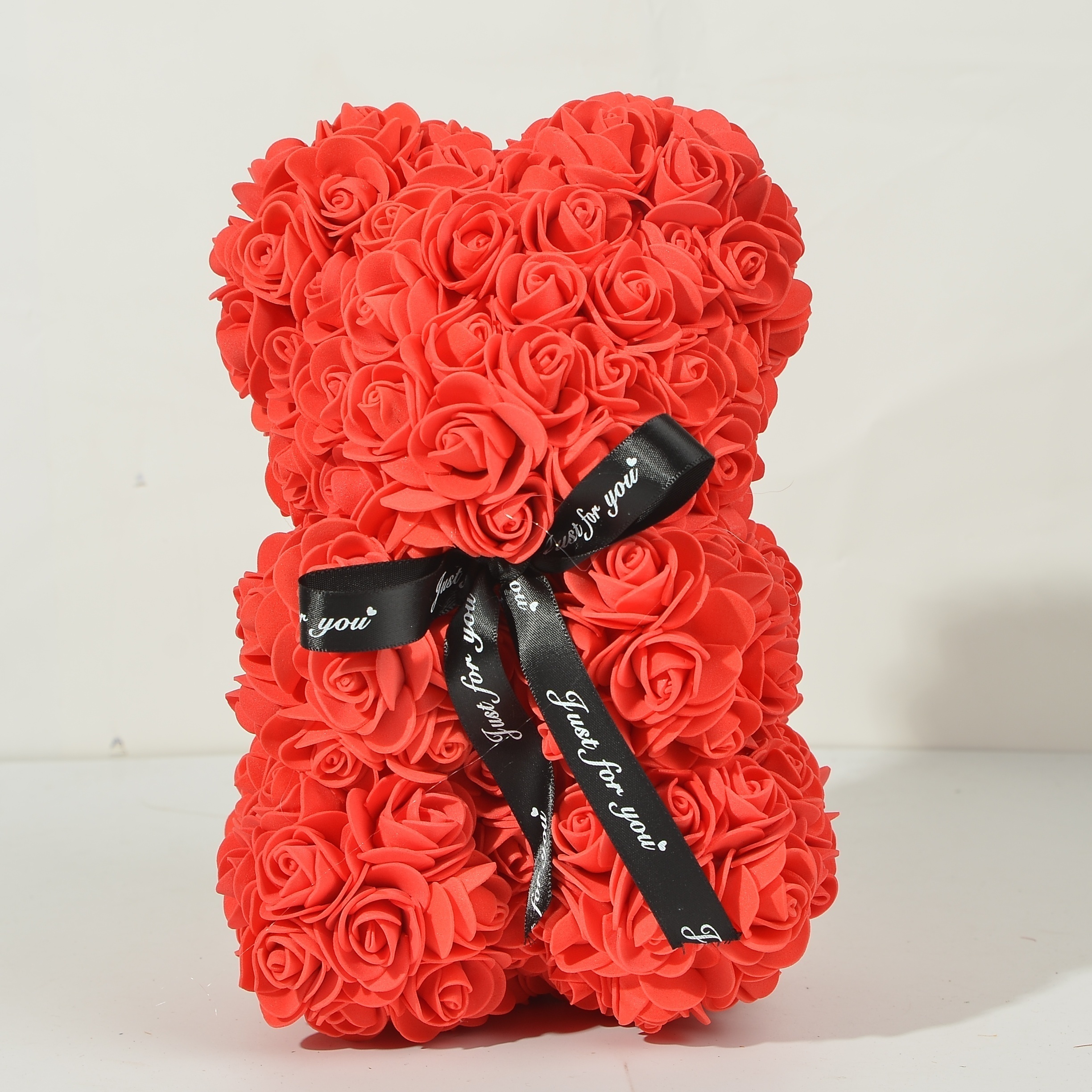 Regalo del Día de San Valentín, rosa roja de 25cm, oso de peluche, flor  rosa, decoración Artificial, regalos de Navidad, regalo de San Valentín  para