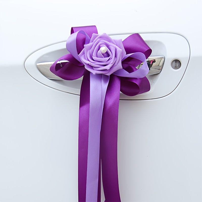 Car Decorations Wedding Artificial Flower Faux Rose Ribbon - Temu Belgium